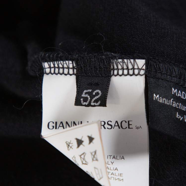 Pre Owned Versace Black Velvet Medusa Embroidered Zip Up Hoodie XL