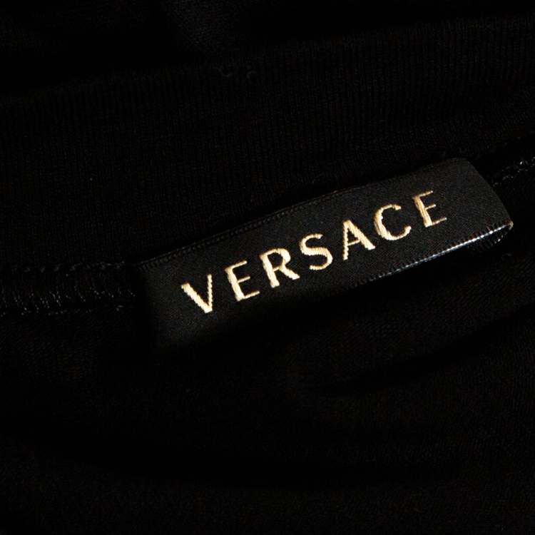 مملوكة مسبقًا Versace Black Jersey Medusa Icon Studded T-Shirt XL