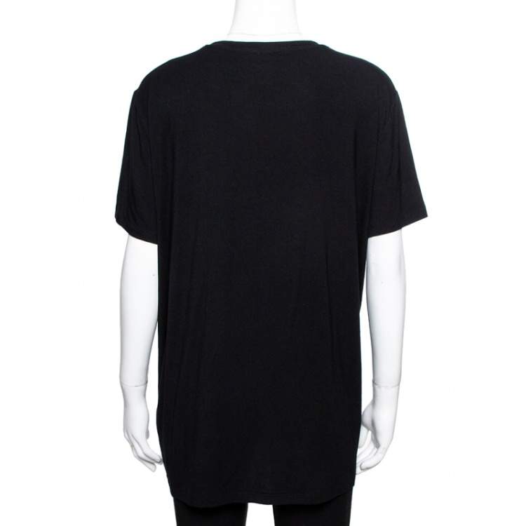 Pre Owned Versace Black & Gold Medusa Embellished Jersey T-Shirt XL