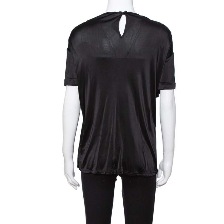 Pre Owned Versace Black Jersey Medusa Embellished Crew Neck T-Shirt L