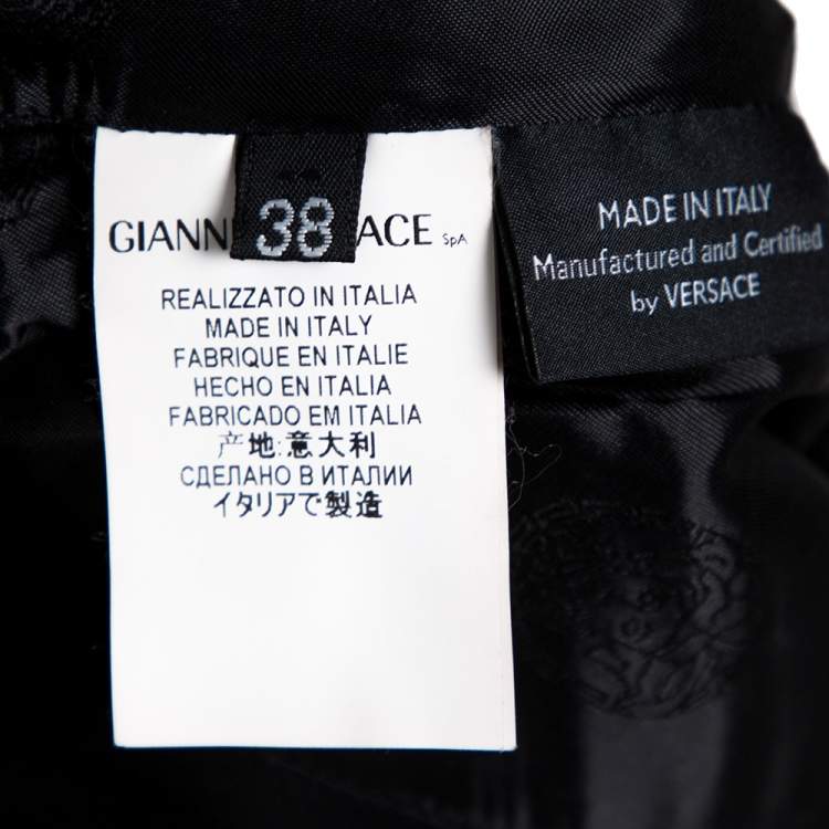 مملوكة مسبقًا Versace Black Fabric Blend Cutout Stretch Knit Peplum Top S