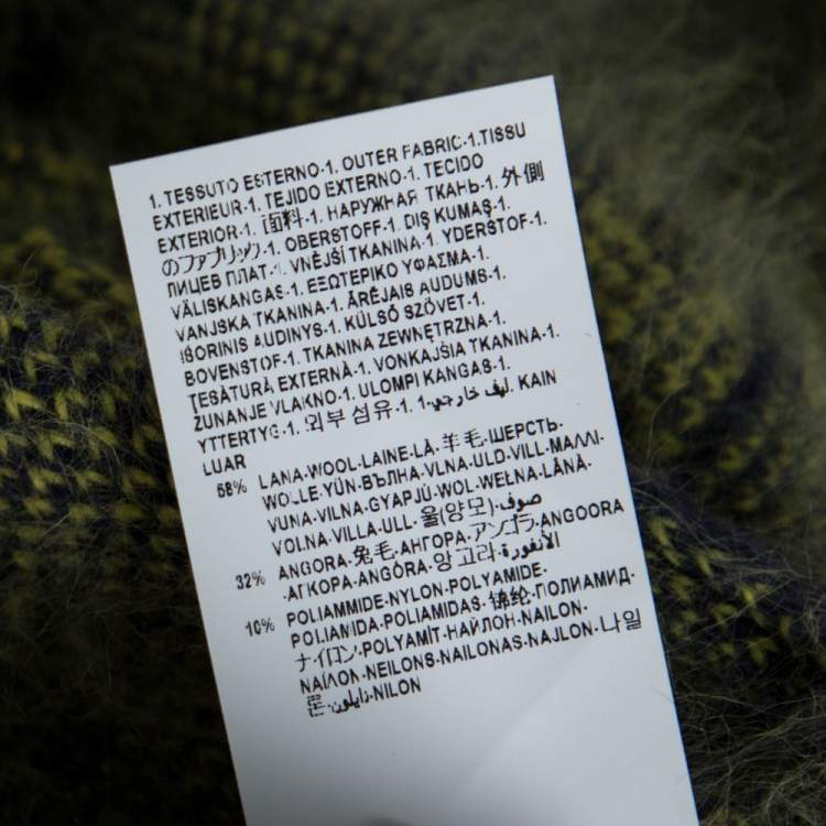 Pre Owned Versace Navy Blue Argyle Wool Knit Pencil Skirt M