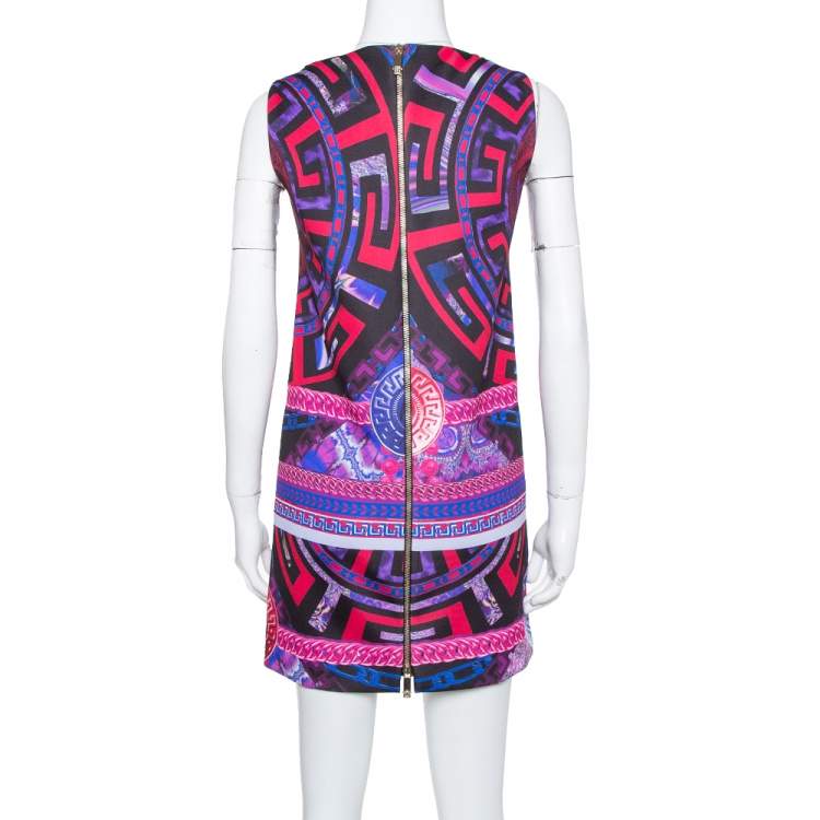مملوكة مسبقًا Versace Purple Medusa Print Jersey Shift Dress S