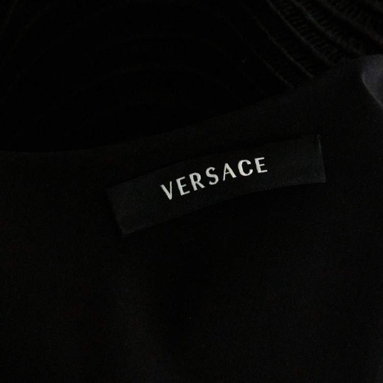 Pre Owned Versace Black Silk & Eyelet Lace Sleeveless Sheath Dress L