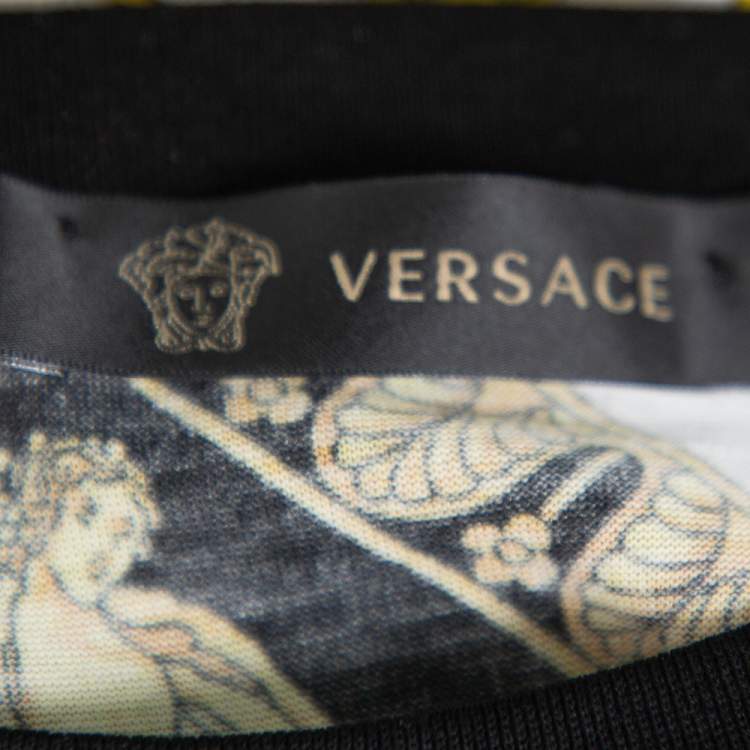 Pre Owned Versace Black Baroque Printed Cotton Crewneck T -Shirt S