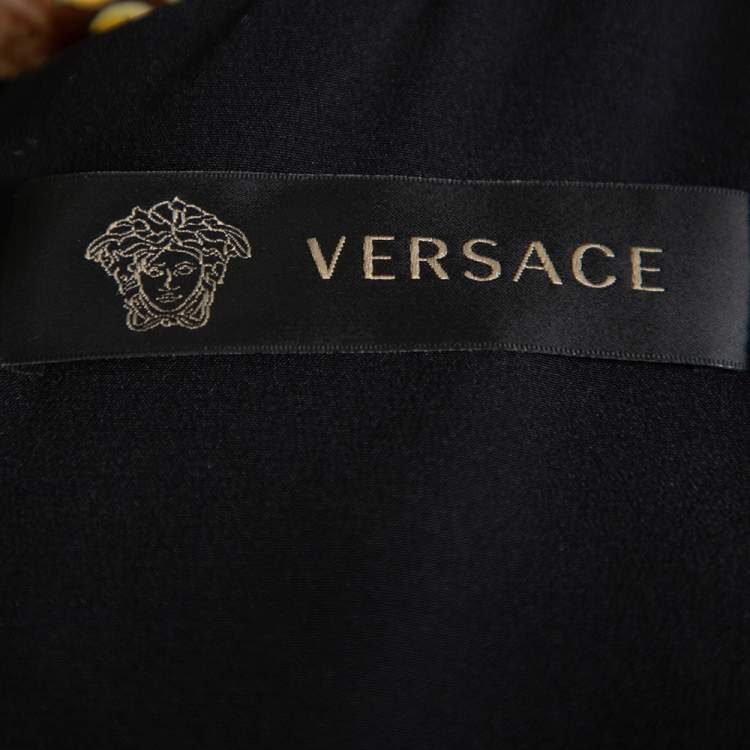 Pre Owned Versace Brown Animal and Baroque Print Velvet Sleeveless Sheath Dress M