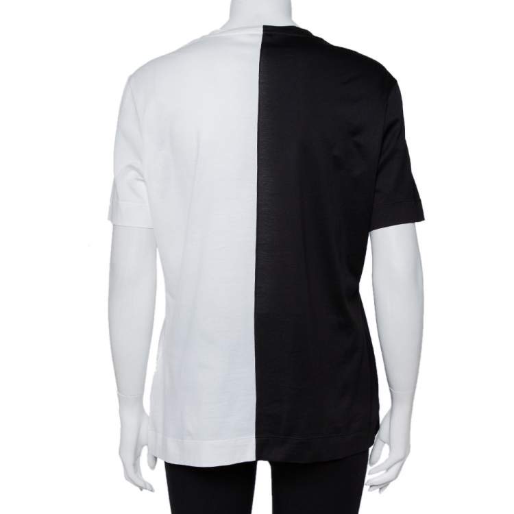 Pre Owned Versace Monochrome Cotton Logo Embroidered & Printed Crewneck T-Shirt M
