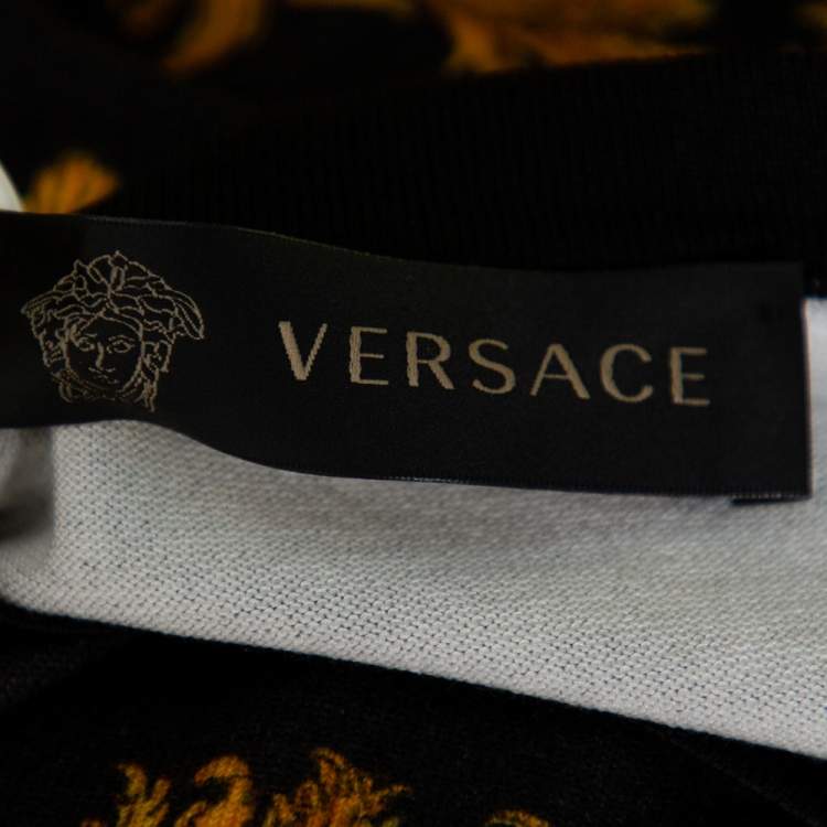 Pre Owned Versace Gold Medusa Head Print Fabric T-Shirt M
