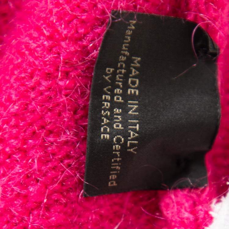 Pre Owned Versace Pink Mohair High Neck Sleeveless Tank Top M