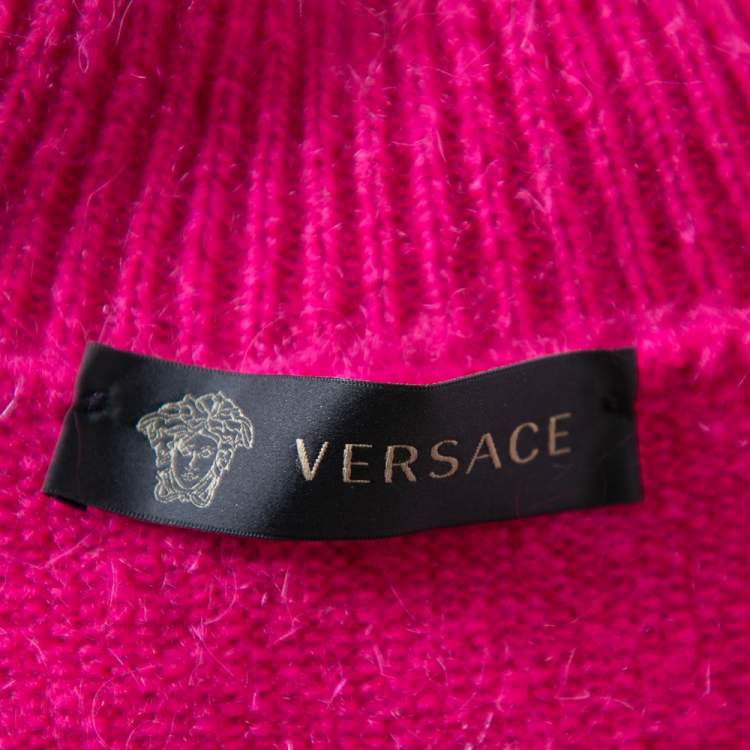 Pre Owned Versace Pink Mohair High Neck Sleeveless Tank Top M