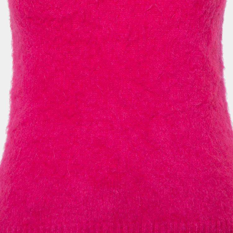 Pre Owned Versace Pink Mohair High Neck Sleeveless Tank Top M