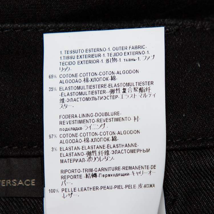 Pre Owned Versace Black Denim Button Embellished Paneled Jeans M