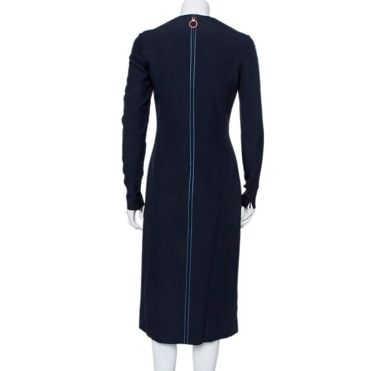 Pre Owned Versace Navy Blue & Pink Panelled Sheath Dress S