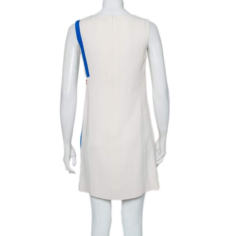 مملوكة مسبقًا Versace Cream Silk Contrast Trim Cutout Detail Mini Dress S