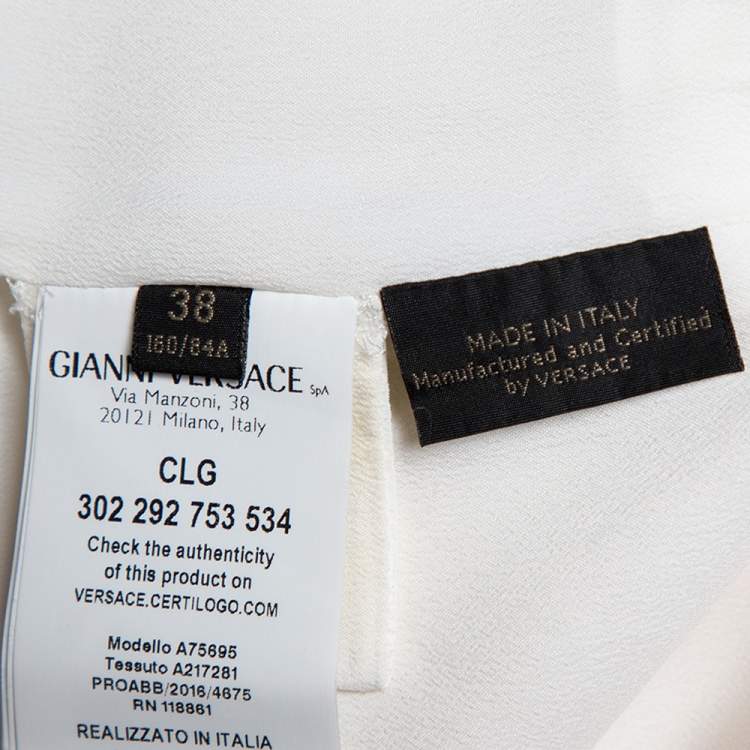 مملوكة مسبقًا Versace Cream Silk Contrast Trim Cutout Detail Mini Dress S