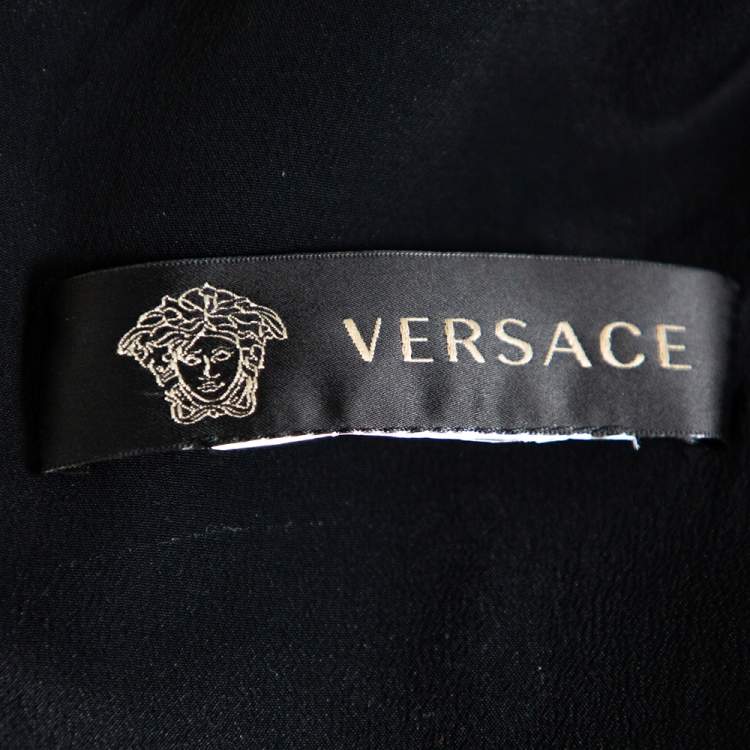 Pre Owned Versace Black Crepe Stone Embellished Sheath Dress S