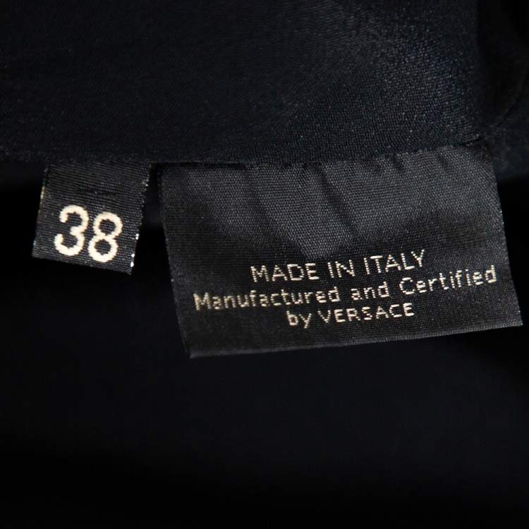 Pre Owned Versace Black Crepe Stone Embellished Sheath Dress S