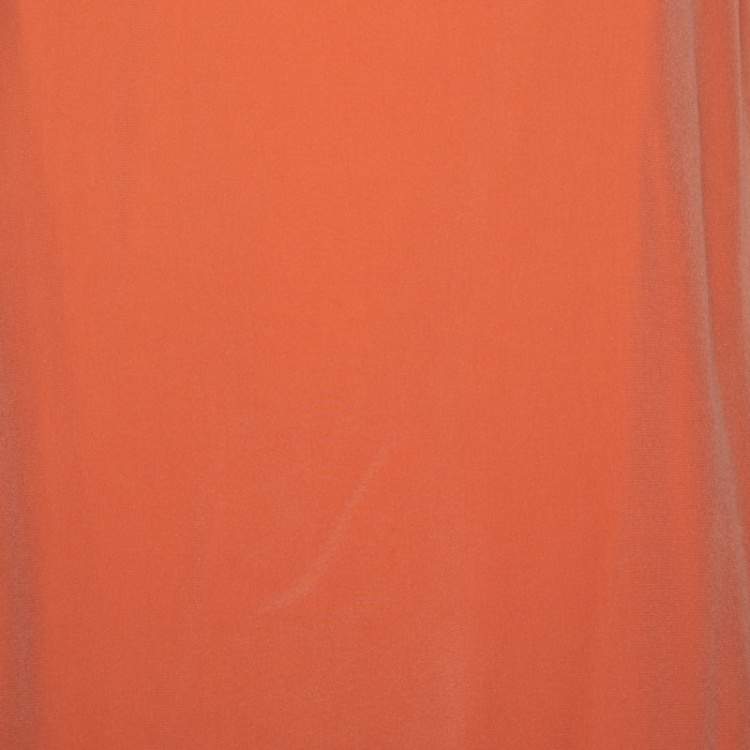 Pre Owned Versace Peach Pink Silk Embellished Neck Detail Sleeveless Shift Dress L