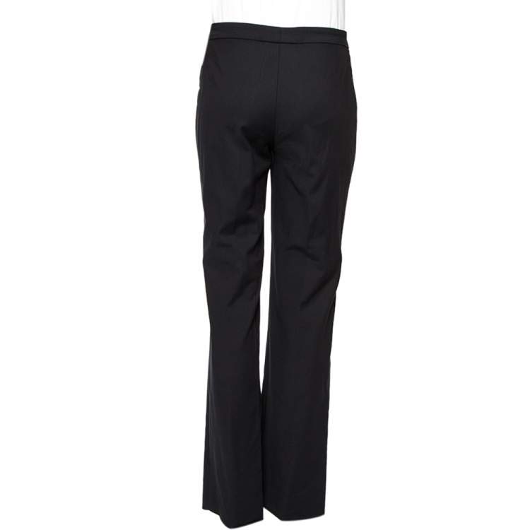 Pre Owned Versace Black Cotton Gold Logo Button Detail Formal Trousers L 