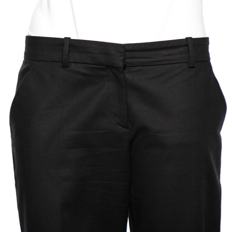 Pre Owned Versace Black Cotton Gold Ankle Detail Formal Trousers L 