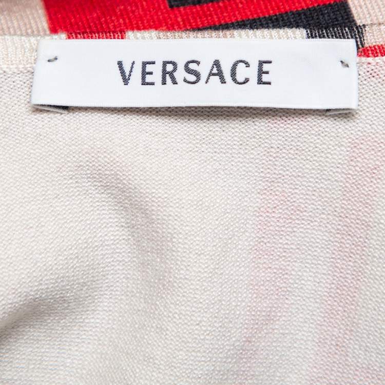 مملوكة مسبقًا Versace Multicolored Greca Print Silk Knit Tank Top L