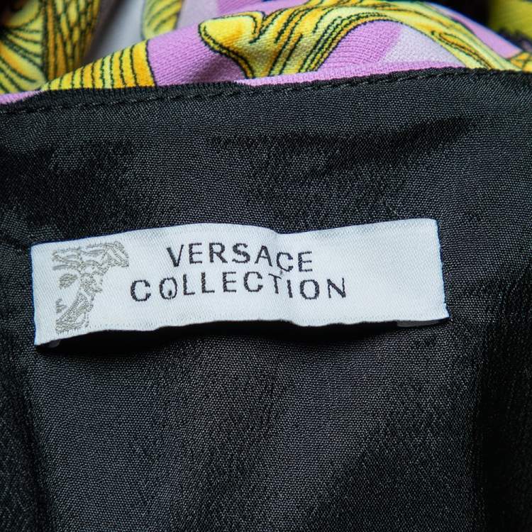 Pre Owned Versace Collection Multicolored Abstract Print Crepe Mini Dress L
