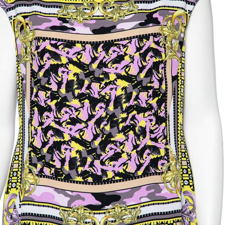 Pre Owned Versace Collection Multicolored Abstract Print Crepe Mini Dress L