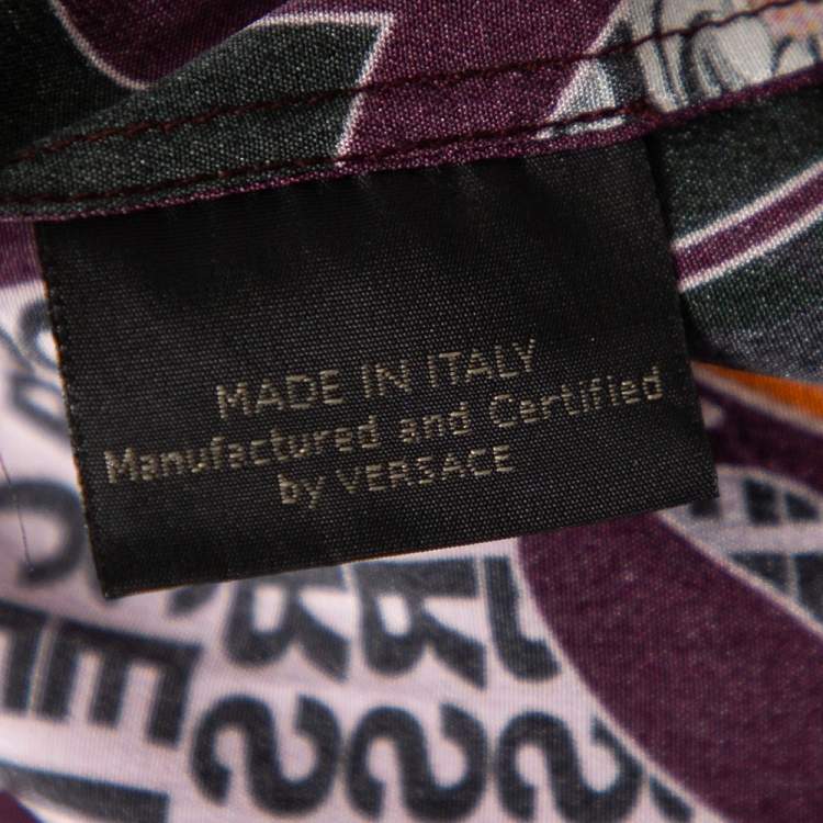 Pre Owned Versace Multicolored Printed Silk Button Front Shirt Dress L