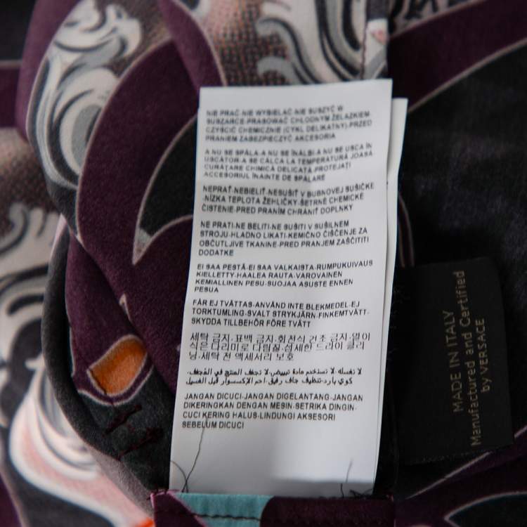 Pre Owned Versace Multicolored Printed Silk Button Front Shirt Dress L