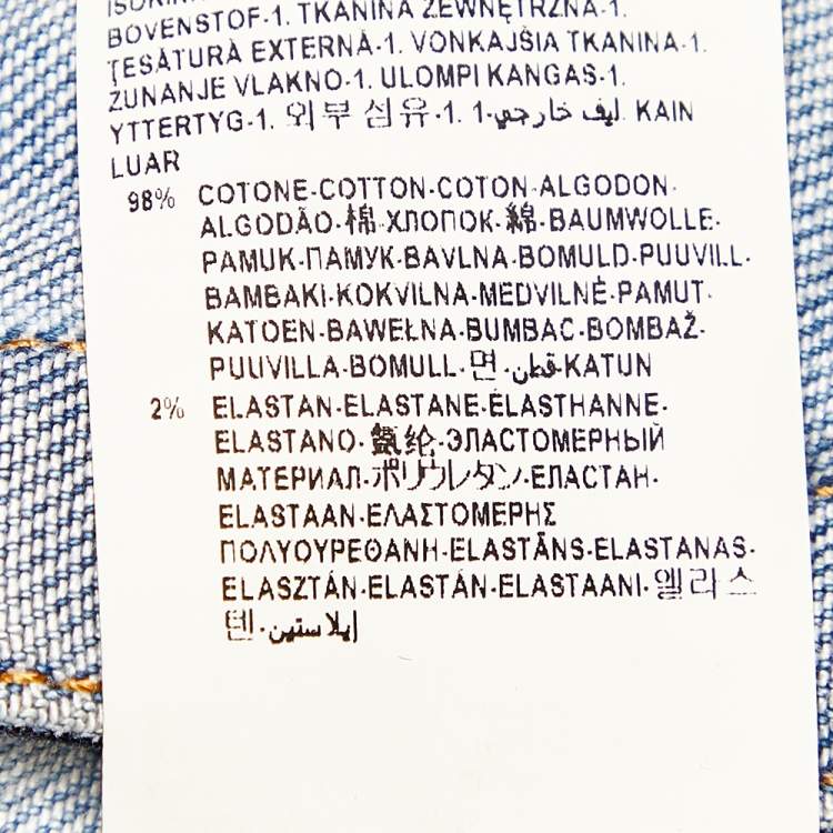 Pre Owned Versace Collection Blue Denim & Printed Synthetic Paneled Jacket M