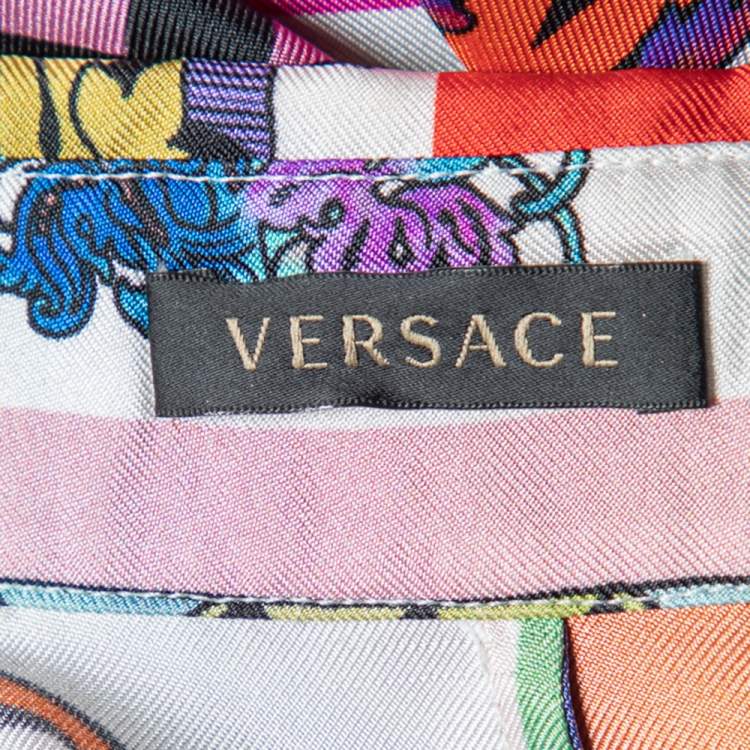 Pre Owned Versace Multicolor Baroque Alphabet Printed Silk Shirt M