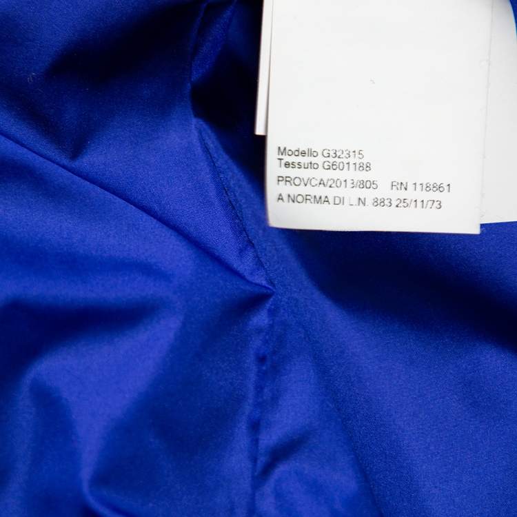 Pre Owned Versace Collection Blue Down Quilted & Fur Trimmed Belted Jacket M