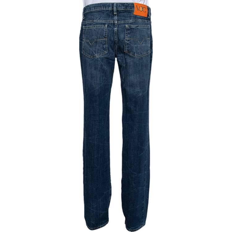 Pre Owned Versace VJC Navy Blue Denim Washed Jeans M