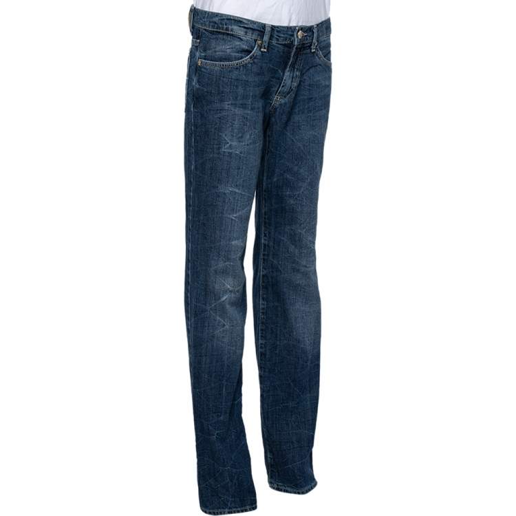 Pre Owned Versace VJC Navy Blue Denim Washed Jeans M