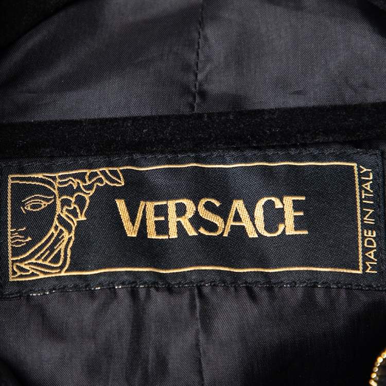 Pre Owned Versace Black Leather Fur Lined Biker Jacket S