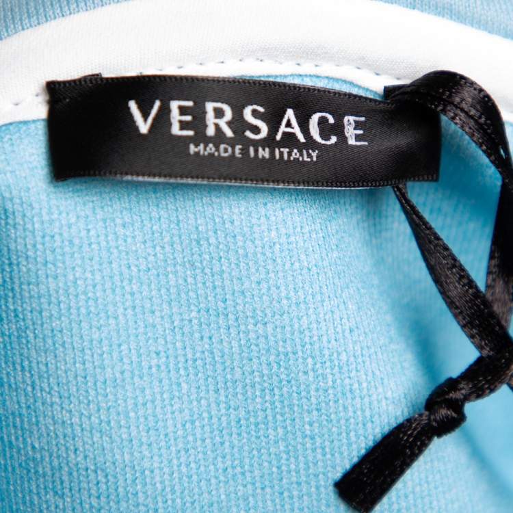 Pre Owned Versace Multicolor Embellished Logo Star Fish Printed Cotton Hooded Sweater Dress S