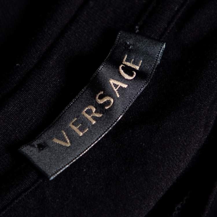 مملوكة مسبقًا Versace Black Jersey Medusa Embellished Short Sleeve T-Shirt M