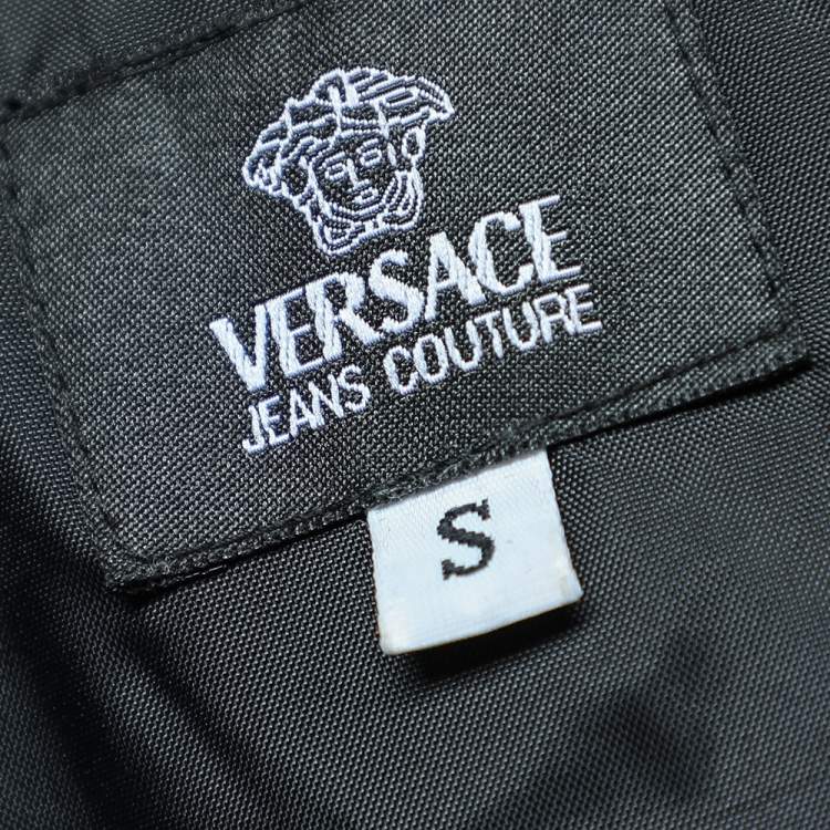 مملوكة مسبقًا Versace Jeans Couture Black Cotton Quilt Detail Zip Front Jacket S