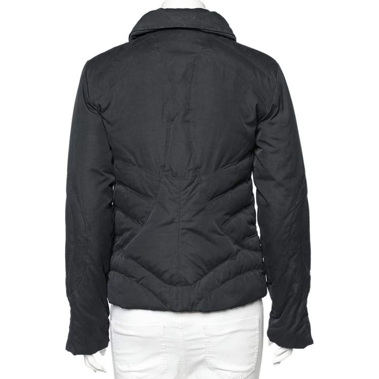 مملوكة مسبقًا Versace Jeans Couture Black Cotton Quilt Detail Zip Front Jacket S