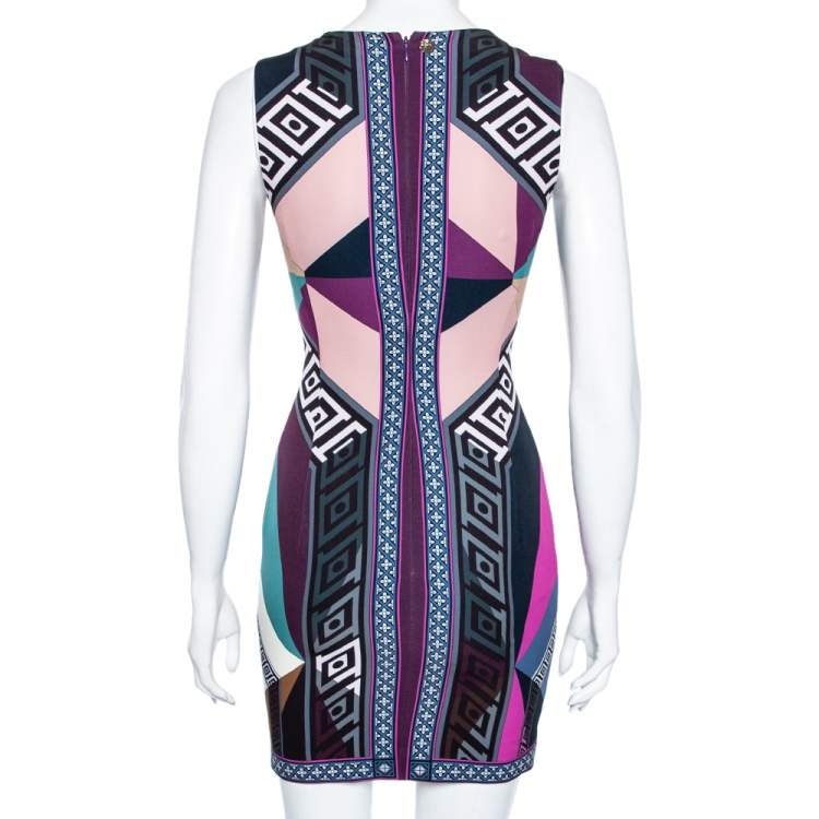 Pre Owned Versace Collection Multicolored Printed Crepe Sleeveless Mini Dress S