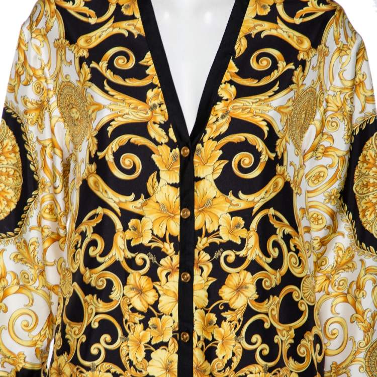 Pre Owned Versace Multicolor Baroque Printed Silk Button Front Shirt S