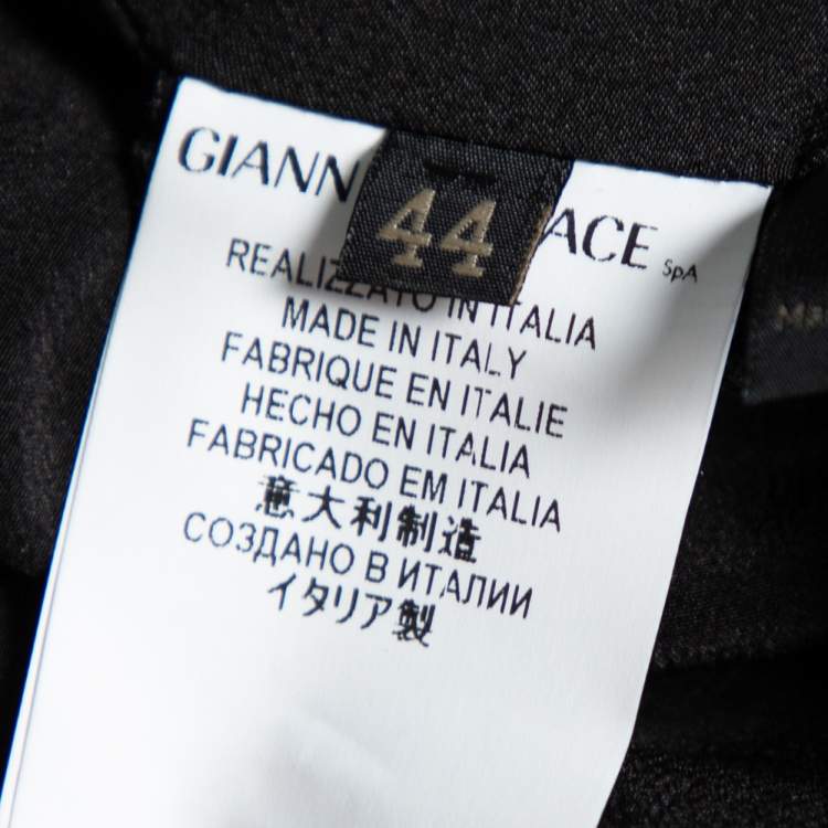 Pre Owned Versace Black Crepe & Lace Inset Detailed Single Breasted Blazer M