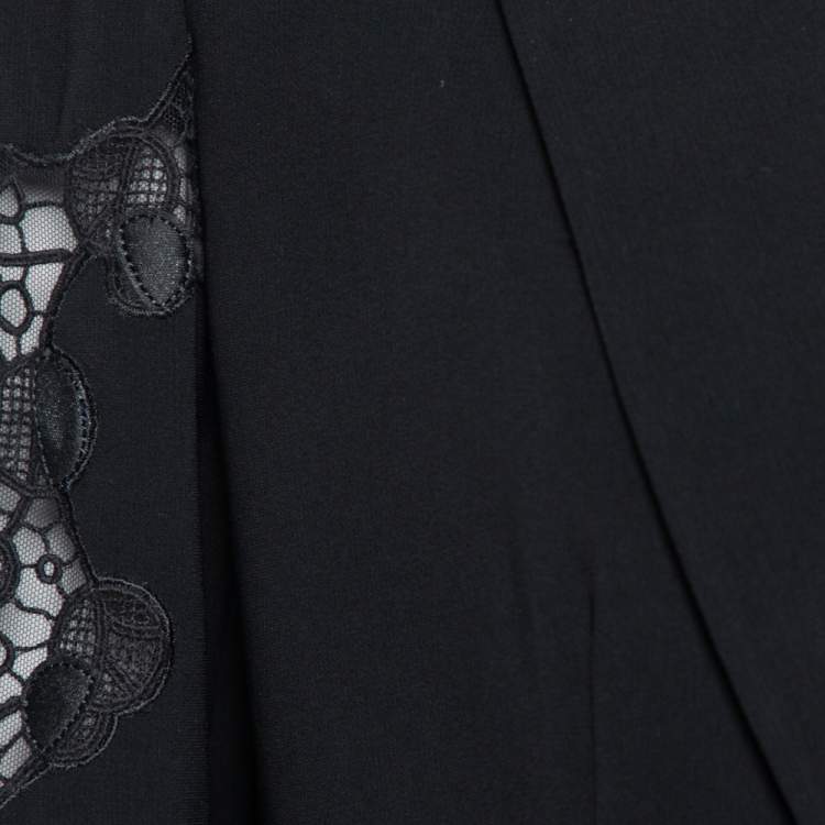 Pre Owned Versace Black Crepe & Lace Inset Detailed Single Breasted Blazer M