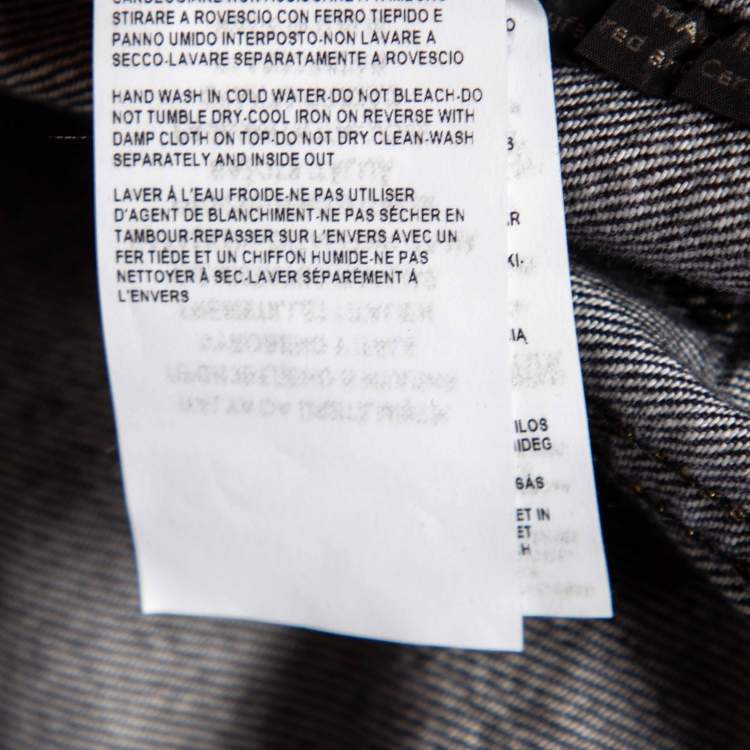 Pre Owned Versace Charcoal Grey Denim Rockstud Detail Button Front Jacket M