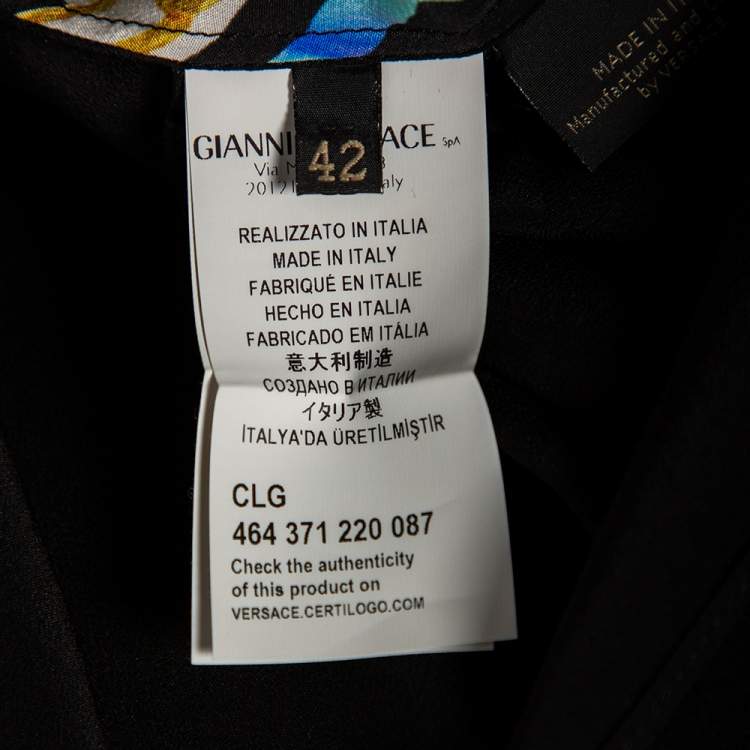 Pre Owned Versace Multicolored Medusa & Cheetah Printed Silk Blouse M 