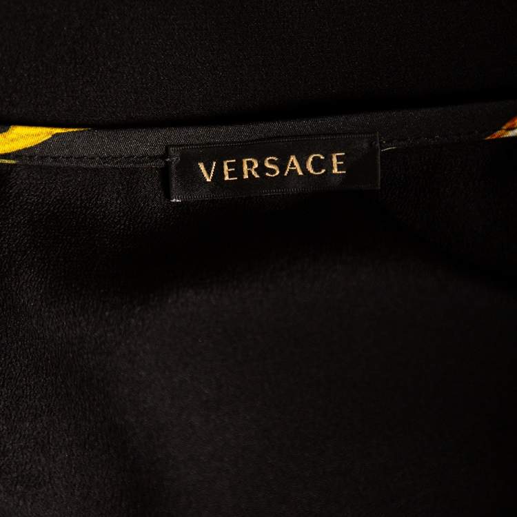 Pre Owned Versace Multicolored Medusa & Cheetah Printed Silk Blouse M 