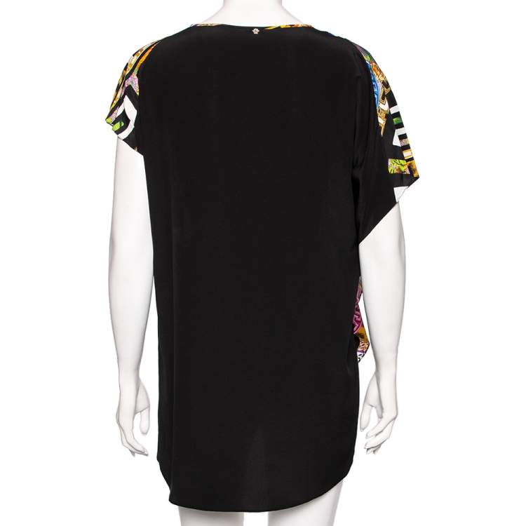Pre Owned Versace Multicolored Medusa & Cheetah Printed Silk Blouse M 