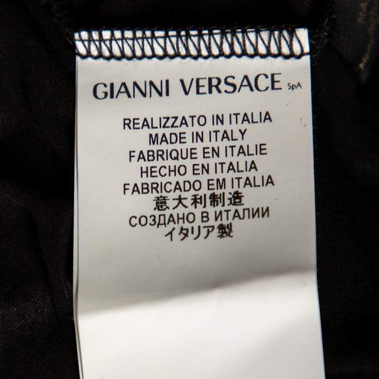 Pre Owned Versace Black Stretch Knit Medusa Embellished T-Shirt S