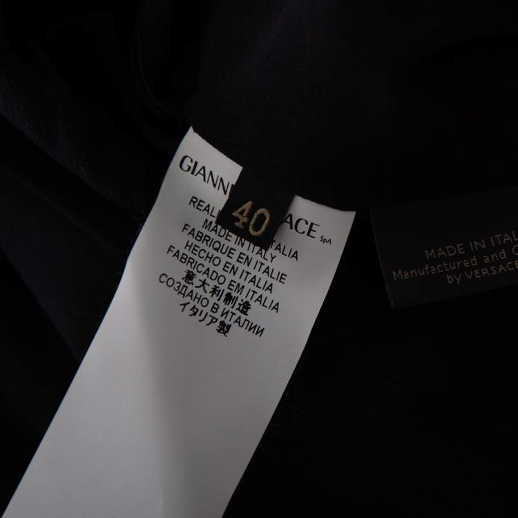 Pre Owned Versace Black Silk Crepe & Metal Chain Detailed Dress S 