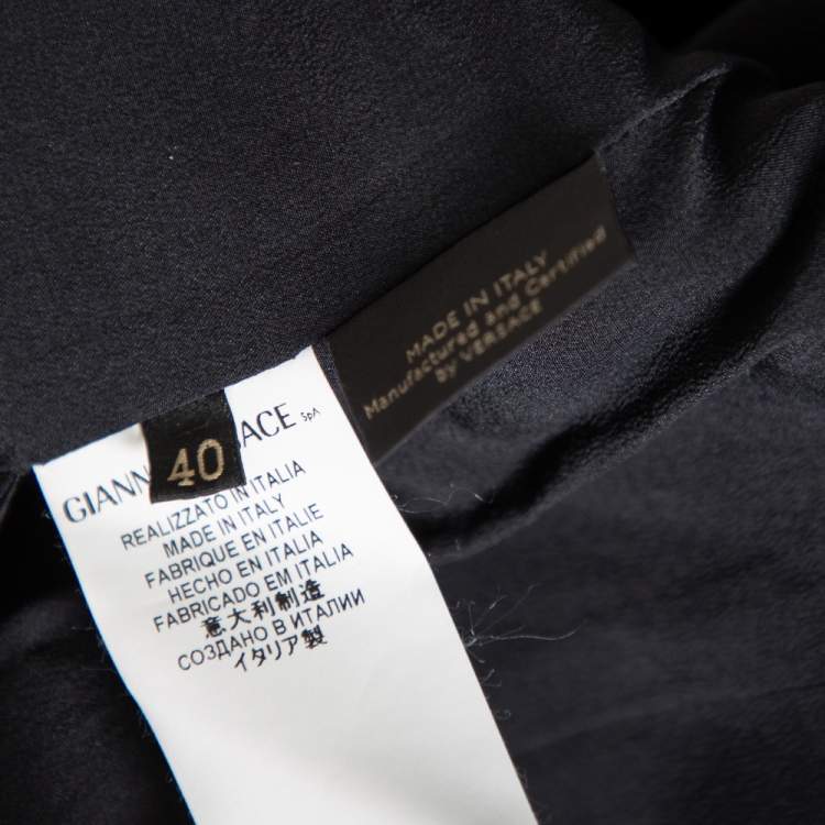 Pre Owned Versace Black Silk Crepe & Metal Chain Detailed Dress S 